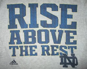 NOTRE DAME RISE ABOVE REST T-SHIRT Fighting Irish Adidas Go To Tee grau SMALL - Bild 1 von 2