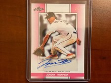 2019 Leaf Perfect Game National Showcase Jordan Thompson Pink Paper Auto SN: 3/3