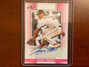 2019 Leaf Perfect Game National Showcase Jordan Thompson Pink Paper Auto SN: 3/3