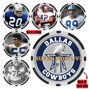 COWBOYS SUPER BOWL VI PLAYERS - 5 POKER CHIP SET - Picture 1 of 2