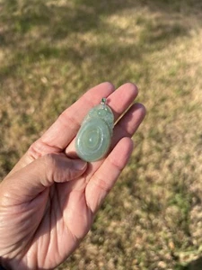 Colgante de jadeíta grado A 100 % natural verde helado oro 18k A012 - Imagen 1 de 9