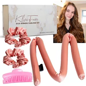 Hitzelose Haarlockenwickler Seide Scrunchies - 100 % Seide wärmelose Lockenstab Stirnbänder - Bild 1 von 27