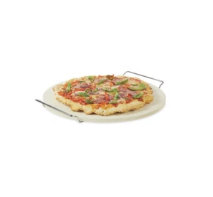 Großer 15" Premium Pizzastein mit Griffen Backblech für Backofen und Grill - rund - Bild 1 von 1