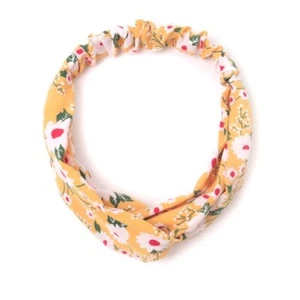 Nollia Ladies Criss Cross Checker Elastic Stretch Headband Yellow Floral - Picture 1 of 2
