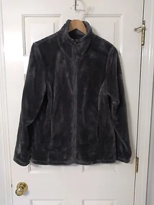 HeatKeep Faux Fur Warm Soft Cozy Full Front Zip Jacket Grey Pockets SZ L - Picture 1 of 6
