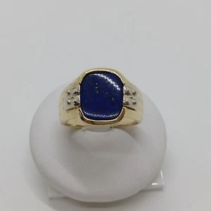 ANELLO DA UOMO IN ORO GIALLO E BIANCO 18KT CON LAPISLAZZULO 9,15 GR. N.23 (0776) - Foto 1 di 14