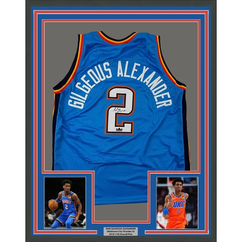 Framed Facsimile Autographed Shai Gilgeous-Alexander 33x42 Reprint Auto Jersey Cover