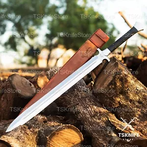 Hand Forged Full Tang Medieval Long Sword Micarta Handle Double Edge Sword - Picture 1 of 9