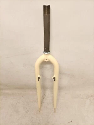 700c HYBRID DUTCH BIKE RIGID STEEL FRONT FORK 190mm 1" 25.4mm LONG STEERER CREAM - Image 1 of 3