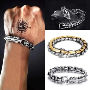 Dragon Fashion Metal Curb Cuban Chain Wristband Bracelet Women Men - Picture 1 of 12