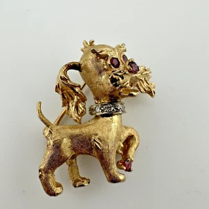 Dan Frere 14K Yellow Gold Diamond and Ruby Pin Brooch - Picture 1 of 12