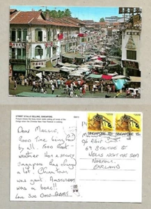 SINGAPORE CARTOLINA INSETTI API FRANCOBOLLI 1989 BANCARELLE STRADA VENDITA SINGAPORE - Foto 1 di 1