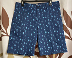 Men&#39;s IZOD Saltwater Unisex Shorts Beach Size 35&quot; Blue PalmTree Flamingo Martini