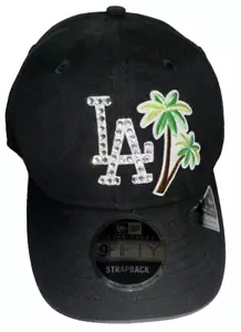 LA Dodgers MLB Custom BLING Black New Era 9FIFTY Strapback Hat Palm Trees - Picture 1 of 5