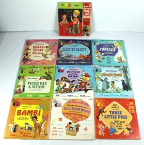 Lot Of 9 Disneyland Records And Books, 1 Peter Pan ABC Record. Vintage 1960's. - Picture 1 of 23
