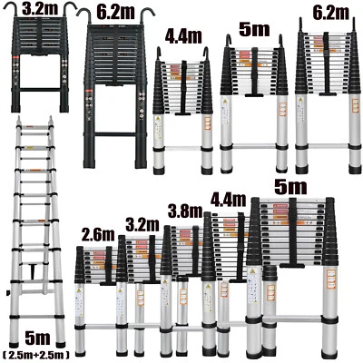 Alu 6m 5 4m Teleskopleiter Stehleiter Anlegeleiter Mehrzweckleiter Ladder Leiter - Bild 1 von 4