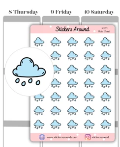 Rain Cloud Icon Planner Stickers, Weather Forecast, Calendar & Journal Sticker - Picture 1 of 2