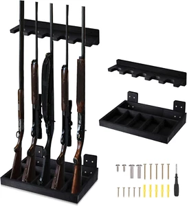 Gewehr Waffenständer Wandhalterung Holz vertikal halten 5 Langwaffen Flintenständer Display - Bild 1 von 6