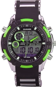x Orologio Polso Uomo Analogico Digitale XXL Quamer Military Ver lac - Foto 1 di 1