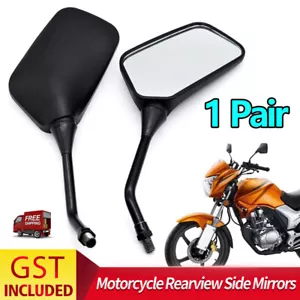 Universal Motorcycle Rearview Side Mirrors for Honda Suzuki KAWASAKI Black 10mm - Picture 1 of 7