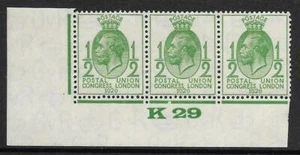 1929 1/2d PUC Control K 29 3er Streifen postfrisch/mnh - Bild 1 von 1