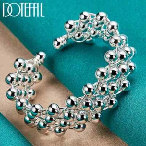 DOTEFFIL 925 Sterlingsilber Vollglatte Perlen Armreif Armband Mode Schmuck - Bild 1 von 6