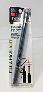 Revlon Colorstay Brow Shape & Glow Combines Marker & Highlighter 260 DARK BROWN  - Picture 1 of 3
