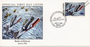 1942 WWII BATTLE OF MIDWAY Douglas SBD DAUNTLESS Dive Bomber Aircraft Stamp FDC - Picture 1 of 3