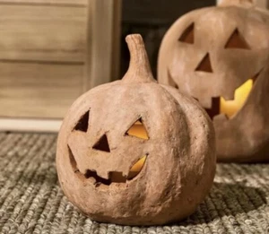 Pottery Barn Terrakotta Jack O Laterne Leuchte KLEIN Kürbis Halloween NEU - Bild 1 von 1
