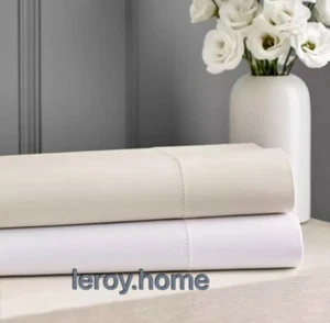 Hudson Park 600TC Cotton Sateen Solid Queen Flat Sheet $150 Ivory - Picture 1 of 5