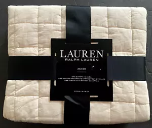 Ralph Lauren Asche Elfenbein gestepptes europäisches Kissen SCHAM Bezug 26""x26"" Baumwolle NEU - Bild 1 von 3