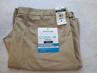Haggar Cool 18 Pro Mens 48W New Khaki UV Protection Qiuck Dry Stretch Short - Image 1 of 2