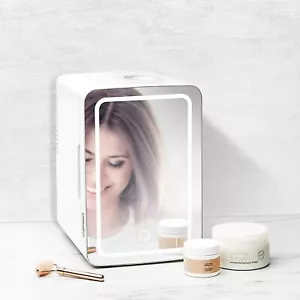 8L Mini Makeup Fridge With LED Light Mirror For Bedroom Cosmetic Beauty Cooler - Picture 1 of 12