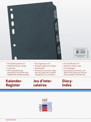 RIDO IDE Brunnen Business + ide Timing1 A5 Kalender- Haupregister Universallochung Timer