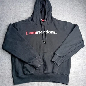 I AMSTERDAM HOODIE MENS SIZE LARGE - BIG LOGO SPELL OUT - RARE TOP - Foto 1 di 6