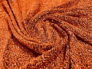 2 Way Stretch Velvet - Shiny 5mm Sequin Fabric - 1 Yard, Burnt Orange/Rust - Picture 1 of 1