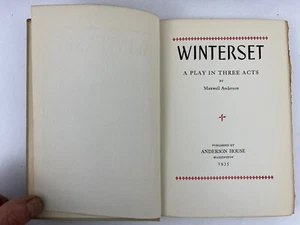 1935 Winterset A Play in 3 Acts Maxwell Anderson Sacco & Vanzetti 7th Printing - Foto 1 di 7