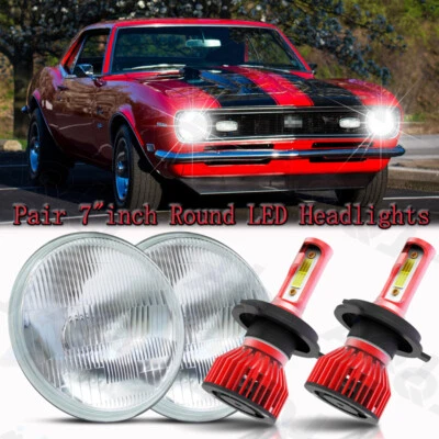 For Jeep Wrangler JK TJ CJ LJ DOT Approved 7" inch Round LED Headlights ++ - Image 1 of 4