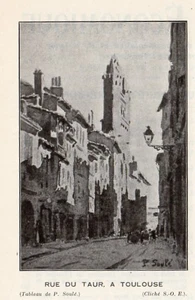 TOULOUSE RUE DU TAUR IMAGE 1928 OLD PRINT - Bild 1 von 1
