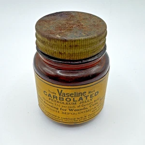 ÜBERWIEGEND VOLL! Vaseline Carbolated Petroleum Jelly Cheesebrough Mfg Co. 1920s? - Bild 1 von 9