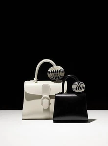 Delvaux Grigri Circle GM Bolso de Cuero Dije Blanco y Negro Como Nuevo Auténtico - Imagen 1 de 5