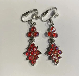 Vintage Silberfarbene Strass Ohrclips Schmuck GAR5-68 - Bild 1 von 5