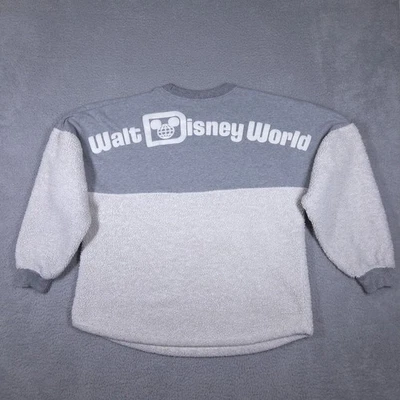 Disney World Spirit Jersey Size Large Gray White Pile Fleece Sherpa Pullover - Image 1 of 4