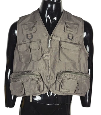 Chaleco de pesca Master Sportsman vintage verde muchos bolsillos ligero grande Foto 1 de 4