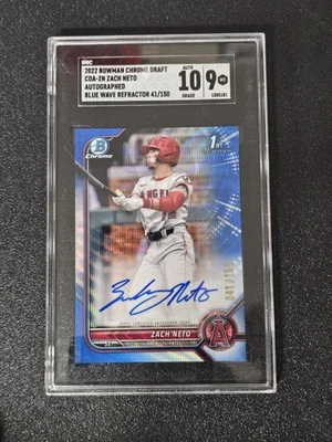 2022 1st Bowman Chrome Zach Neto Autograph /150 SGC 9 Blue Wave Refractor - Image 1 of 2