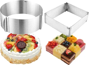 MANO 2 Pack Adjustable Cake Ring for Baking 6 to 12 Inch Stainless Steel Mous... - Picture 1 of 7