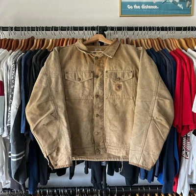 Chaqueta de lona Carhartt Berwick marrón arenisca pato forrada de vellón 101230 211 talla L Foto 1 de 4