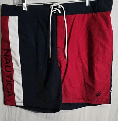 Nautica Quick Dry красный, белый, синий короткий с подкладкой плавки шорты с подкладкой XLarge - Изображение 1 из 4