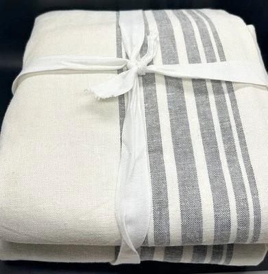 "NUEVA cortina de cortina Pottery Barn Riviera a rayas BLACKOUT ~ gris carbón 50"" x 96""" Foto 1 de 4