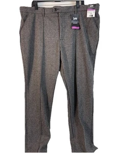 Lee Straight Midrise Reg Fit Grey Herringbone Flannel Dress Pants 22M Womens NWT - Picture 1 of 10